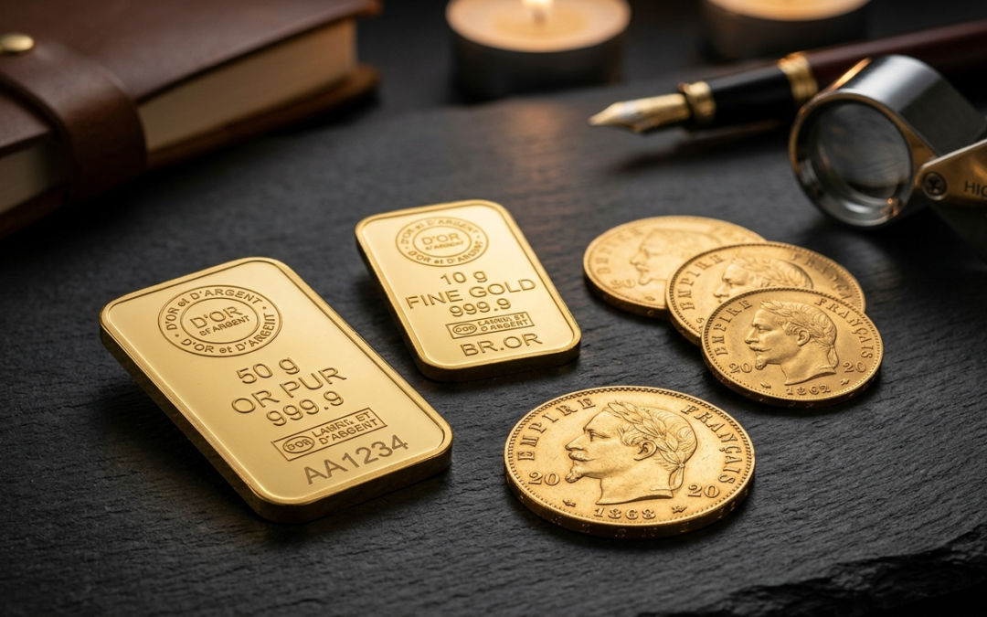 Lingots d'or et pièces d'or d'investissement comme valeur refuge chez BR.OR Plan de Campagne