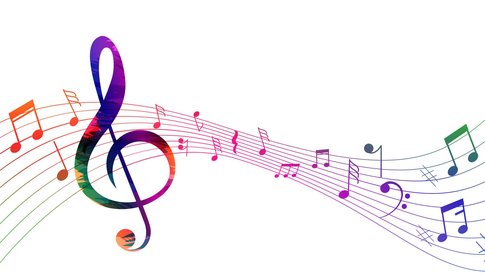 Illustration de notes de musique et clef de sol colorées pour la fête de la musique