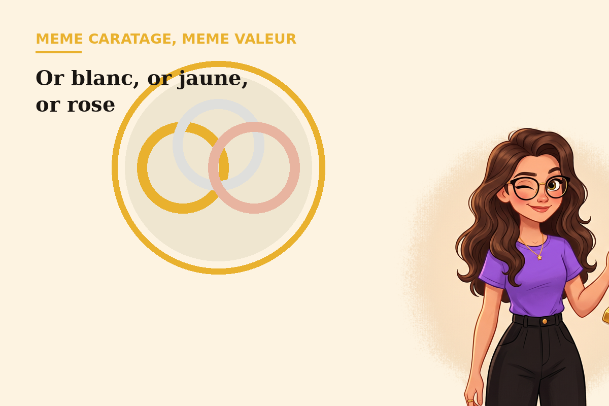 or blanc, or jaune, or rose - même caratage et même valeur